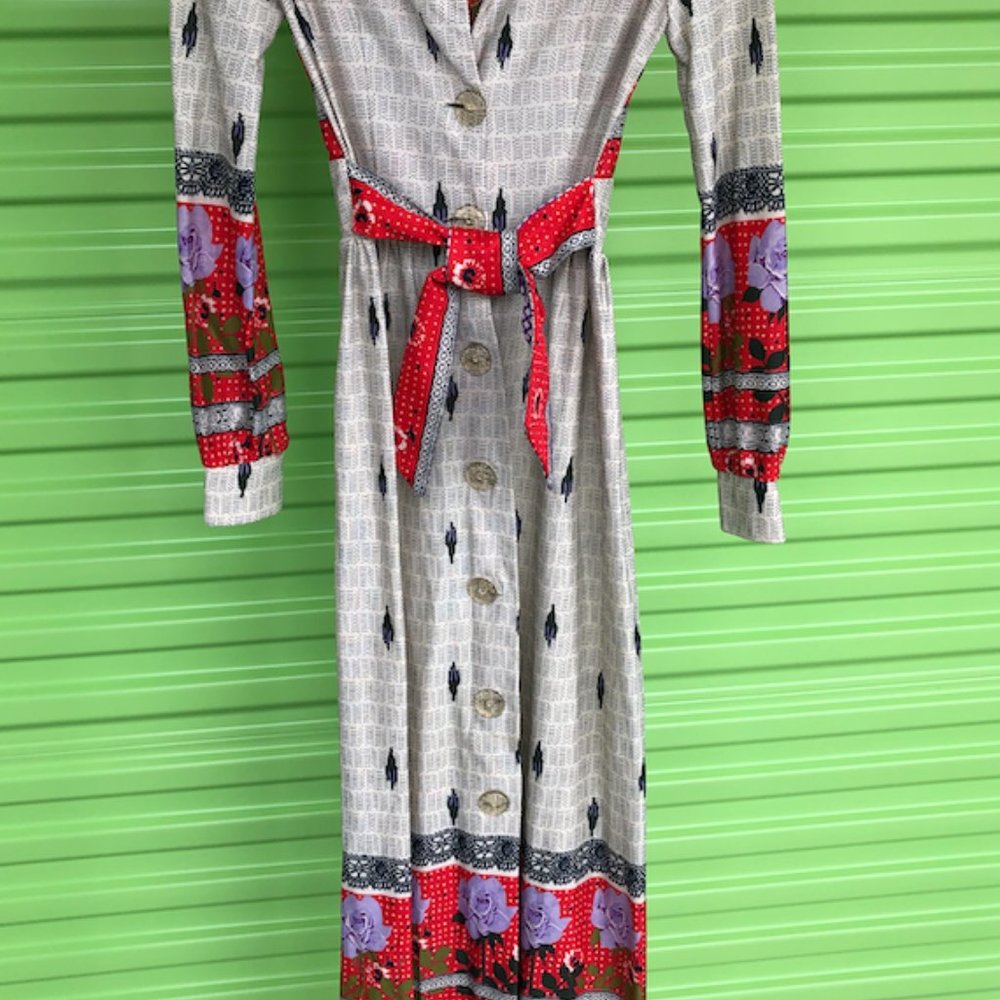 Vintage 70's Nancy B of California Multi Print Floral Maxi *Authentic